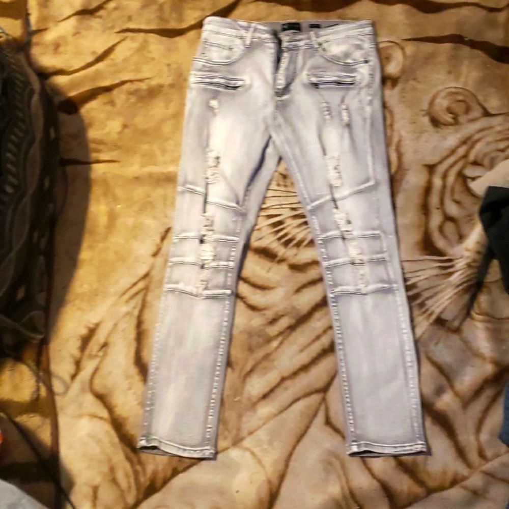 Men's skinny distressed "biker" style jeans 32x30